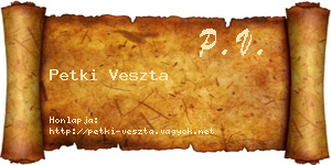 Petki Veszta névjegykártya